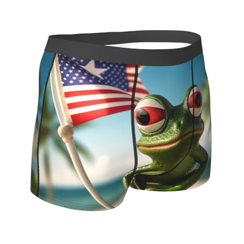 Puerto Rico Flag Frog Palm Trees print Mens Underwear Boxer Briefs Breathable Soft Moisture Wicking Fly Underwear3