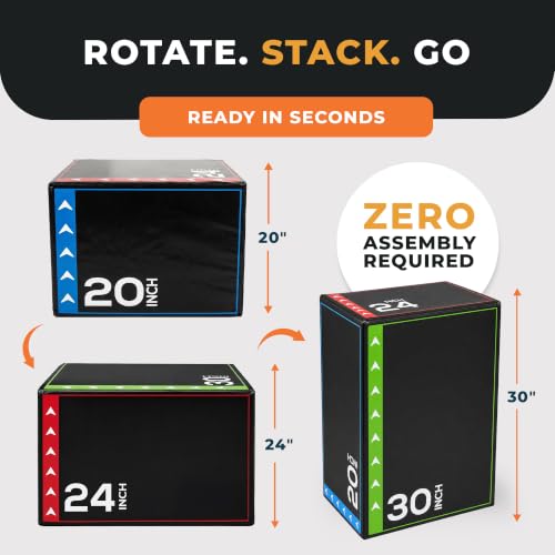 Image of BalanceFrom 3-in-1 Foam Plyometric Jump Box for Home Gym, Multiple Heights.