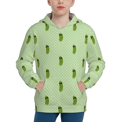 OLGCZM Cute Green Pickle Kids Hoodies Pullover 3d Sweatshirt Jumpers Tops For Boys Girls Medium4