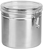 Anchor Hocking Round Stainless Steel Airtight Canister with Clear Acrylic Lid and Locking Clamp, 165 oz (Set of 2)