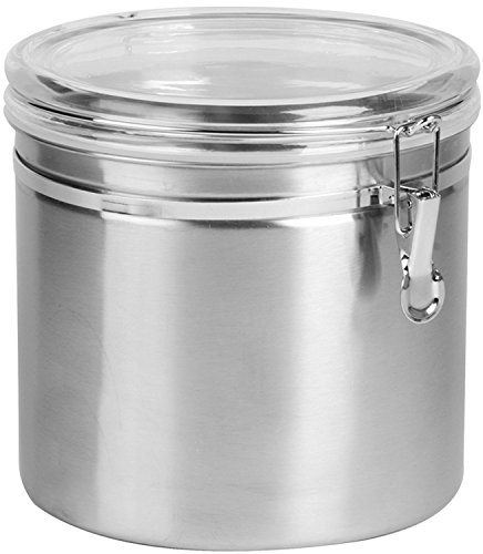 Anchor Hocking Round Stainless Steel Canister with Clear Acrylic Lid and Locking Clamp, 165 oz (Set of 2) -