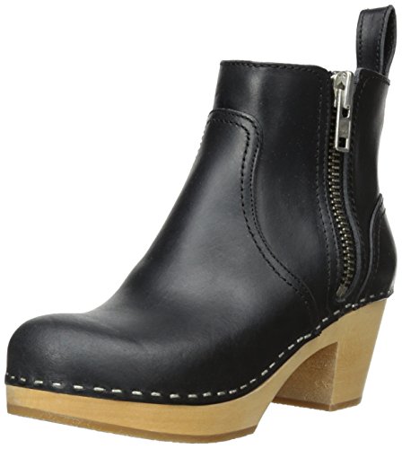 swedish hasbeens Women's Zip IT Emy Ankle Boot,Black,10 M US