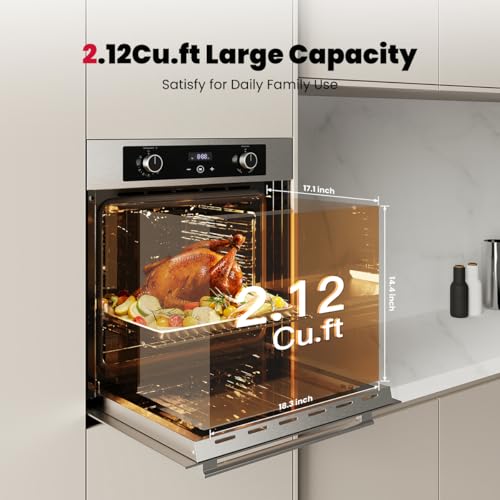 Image of GASLAND 24 Inch Gas Wall Oven, Convection, Rotisserie, 2.12 Cu. Ft. | Natural Gas, Bake, Broil, ETL Certified for Safety, Digital Timer, 120V Plug, Easy-Clean Interior, Stainless Steel