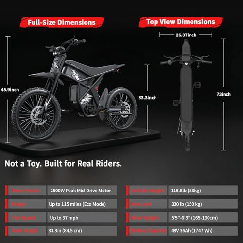Image of Bootime GT73 Pro / GT73 Electric Dirt Bike for Adults /Teens - 50 / 37MPH High-Speed, 25 inch Fat Tires & Removable Battery(60 /48V), All-Terrain Off-Road eBike for Snow, Sand
