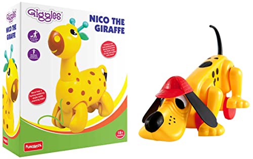 Image of Giggles - Nico The Giraffe, Pull Along Toy, 18 Months & Above, Infant and Preschool Toys&Funskool Digger The Dog, Pull Along Toy, e, 12 Months & AbovePreschool Toys(Yellow)