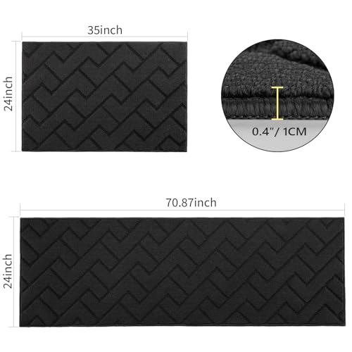 Image of hicorfe Kitchen Runner Rug,24 inchx71 inch+24 inchx35 inch Kitchen Set,Non-Slip Kitchen Mat