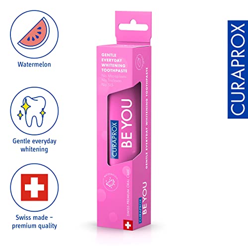 Curaprox Whitening Zahnpasta – Für Frischen Atem & Zahnfleischpflege | Enzymatische Formel, Wassermelonengeschmack, Pink, 60 Ml | Vegan, SLS-frei, Fluorid 950 ppm | Hergestellt in Der Schweiz – Bild 3