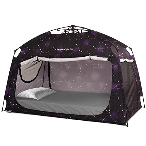 Indoor Instant Privacy Bed Tent for Sleeping,Quick Set-up Bed Canopies,Portable Bed Drapes with Large Space and 3 Doors (Starry, Full)