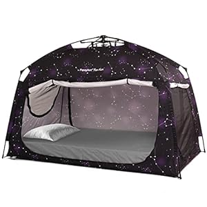 Indoor Instant Privacy Bed Tent for Sleeping,Quick Set-up Bed Canopies,Portable Bed Drapes with Large Space and 3 Doors (Starry, Twin)