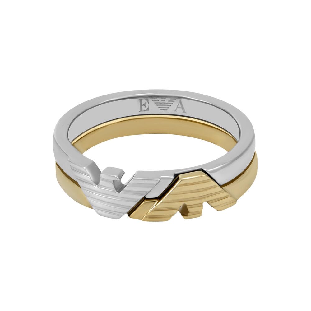 Emporio Armani Multicolored Two-Tone Stainless Steel Stack Ring