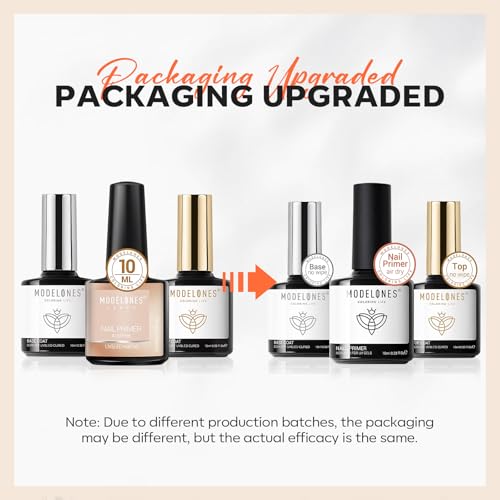 Modelones Base Coat Top Coat und Nail Primer Set, 3 x 10ml UV LED Gel Nagellack No Wipe Unterlack und Überlack Nägel Gellack Nageldesign Maniküre Set