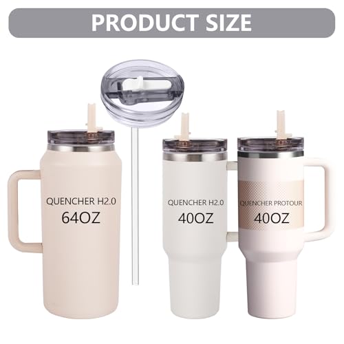 2PC Replacement Leak Proof Tumbler FLIP Lid With Straw - Fit For Stanley ProTour Quencher and Quencher H2.0 40oz,64oz Tumbler (CREAM-A AND POLAR, 40oz and 64oz)