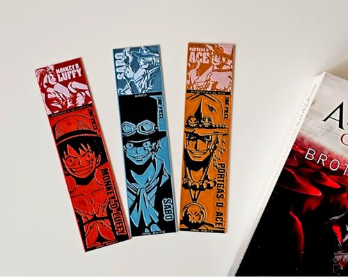 Image of One Piece Anime Bookmark Set - Cute Set of 3 Collectible Bookmarks Featuring Luffy | Perfect Gift for Anime Fans, Manga Readers, Students & Book Lovers | Made of Durable Bioplastic | Unique 3D Effect