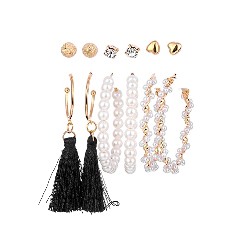 Image of Shining Diva Fashion Stylish Combo Design 6 Pairs Metal Earrings for Women and Girls (F12787er)