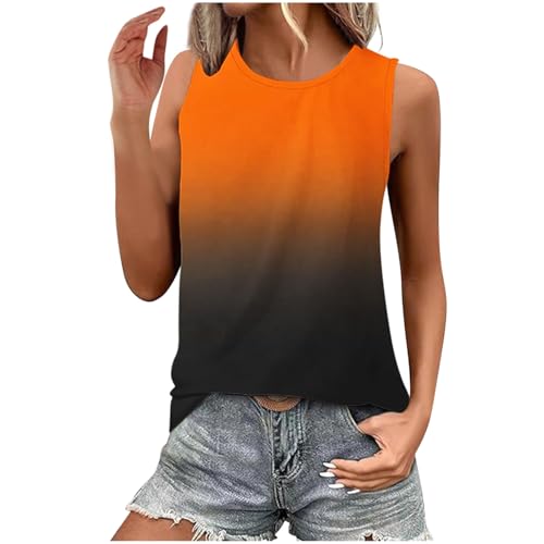 Tank Tops for Women Summer Casual Gradient Color Sleeveless Round Neck Clothes Soft Fashion Vacation Tunic Tank 2025
