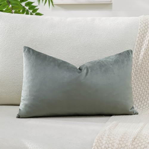 Artscope Luxury Velvet Cushion Covers Super Soft Decorative Throw Pillow Covers Case Lumbar Cushion Cases for Sofa Couch Bedroom Car Decor 30x50cm Dark Gray - Image 2
