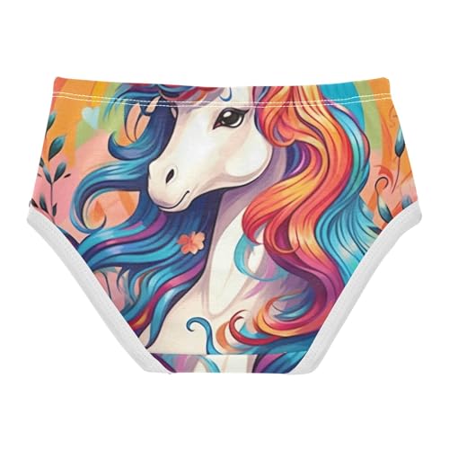 Girls Underwear, Unicorn Colored Rainbow Toddler Briefs, Cotton Girls Underwear, 2T–8 Years2