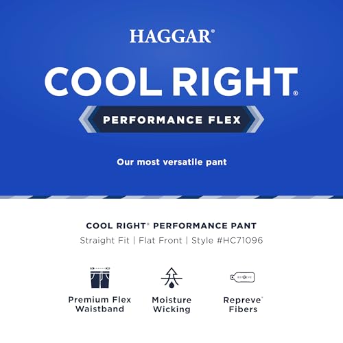 Image of Haggar Men's Cool Right Performance Flex Straight Fit Flat Front Pant