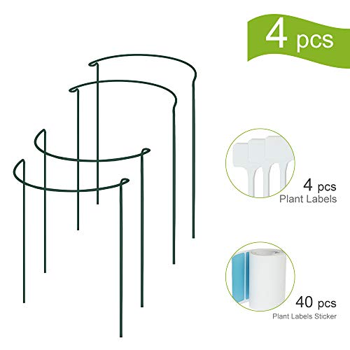 IPSXP Plant Support Stake, 4-Pack Half Round Metal Garden Plant Supports, Green Garden Plant Support Ring, Garden Border Supports, Plant Support Ring Cage for Tomato, Roses, Hydrangea, Flowers Vine