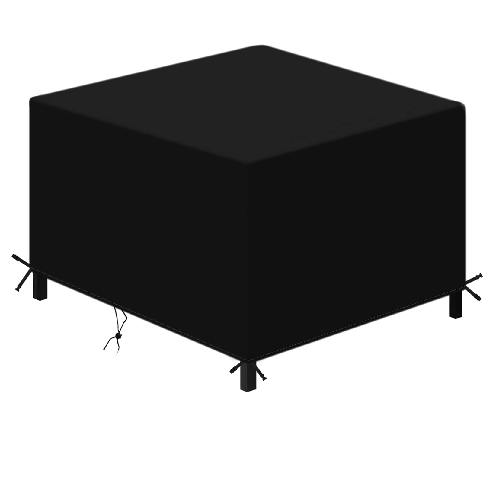 Zestaw poszewek na poduszki na meble ogrodowe – 200 x 200 x 79 cm, Oxford poliester, odporne na promieniowanie UV, wodoodporne, pyłoszczelne, łatwe zakładanie, opaska napinająca, czarna, ochrona na