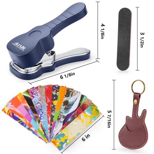 Image of ArtAt Guitar Pick Punch Kit - Bass Guitar Picks Puncher With 15 Pick Strips Medium Guitar Pick Maker Punch Kit Unique Guitar Lovers Gifts