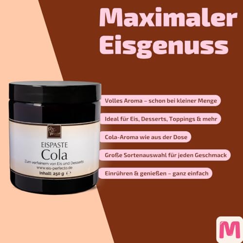 Cola Eispaste Aroma Variegatos Eis Desserts Pralinen Paste zum Verfeinern von leckerem Eis Getränke Kuchen Kekse Tortencremes Eiscremes uvm. Inhalt 250 g – Bild 4