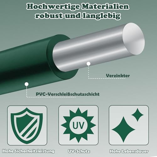 UISEBRT Malla de alambre de 20 m, galvanizada con capa protectora de PVC verde, malla de alambre de 43 x 28 mm, rejilla para conejos para bricolaje y decoración del hogar, malla de alambre ligera - imagen 6