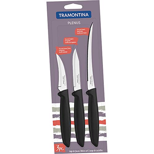 Jogo De Facas 3 Peças Tramontina Plenus Preto