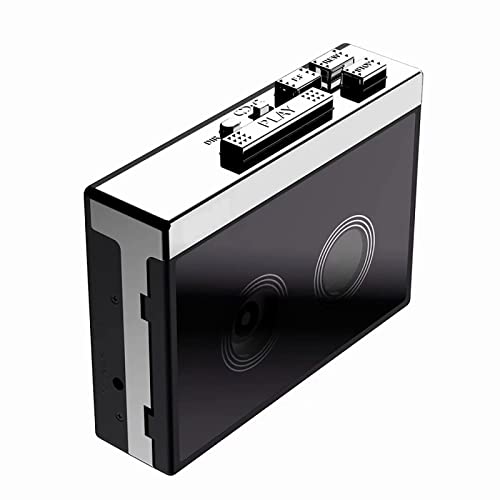 Reproductor de cinta Bluetooth, reproductor de casete inalámbrico portátil con reproducción, avance rápido, rebobinado, giro automático, funciones de radio, compatible con auriculares y altavoces