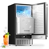 Coolski 15" W Commercial Under Counter Ice Maker Machine, 80 LBS/Day Stainless Steel Built-in Freestanding Ice Maker with Water Filter, for Home Apartment & Commercial Use