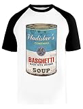 campbell's soup pop art artist Prenda suave de alta calidad Basghetti Soup Camiseta De Béisbol Hombres Mujeres Unisex Blanco Cuello Redondo Mangas Cortas Algodon Organico tee Baseball T-Shirt Unisex White M