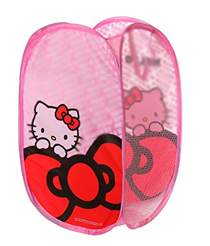 Cute Foldable Laundry Toys Tidy Clothes Socks Basket Storage Bag (Pink Kitty Cat)