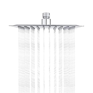 Ibergrif M20292 Regendouchekop, Roestvrij Stalen Regendouche, Diameter 20 cm, Vierkante, Chroom, Zilver