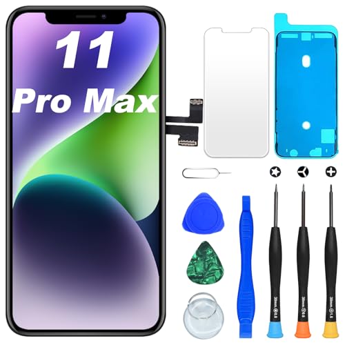 DIGI4U für iPhone 11 Pro Max LCD Display Reparaturset 6 5 Touchscreen Bildschirm Ersatz Display mit Face ID DC-Dimmen kompatibel mit iPhone 11 Pro Max Modell A2161 A2220 A2218