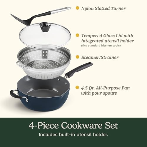 Cuisinart Preferred Pan 4-Pc Set - Sensible Sage Green (4.5 Qt. Multi-Purpose Pan w/Cover, Steamer, Slotted Turner) - image 6