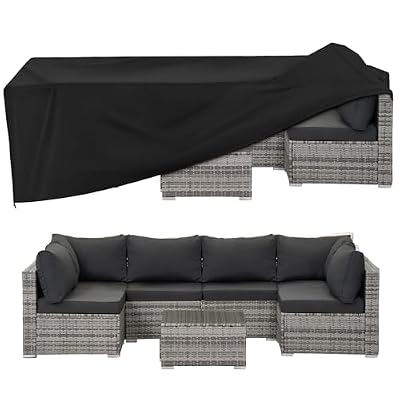 Arcedo Patio Furniture Cover Waterproof, Rectangular Outdoor Sectional Conversation Dining Table Chair Set Cover , All Weather Protection, 90" x 62" x 30"H, Black