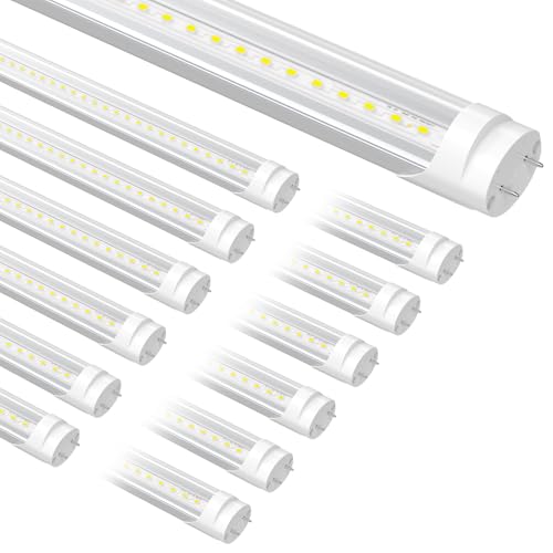 Image of 12-Pack Fluorescent Light Bulbs Replacement 4FT, T8 LED Bulbs 4 Foot Type A+B, 24W (65W Equivalent) 3200LM, 6000K Daylight White, 48 Inch Tube, F32T8 or F40T12 LED Replacement, Non-Dimmable