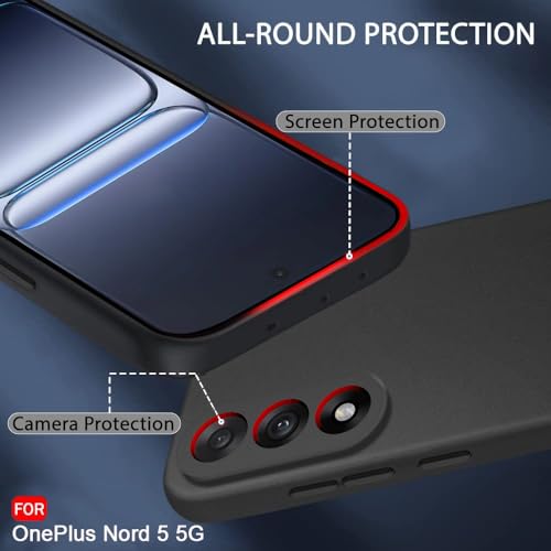 Image of TheGiftKart Sleek Back Cover Case for OnePlus Nord 5 5G | Slim Fit Protective Design | Ultra Matte Finish | Camera Protection Bump | Soft Silicon Back Cover Case for OnePlus Nord 5 (Silicone, Black)