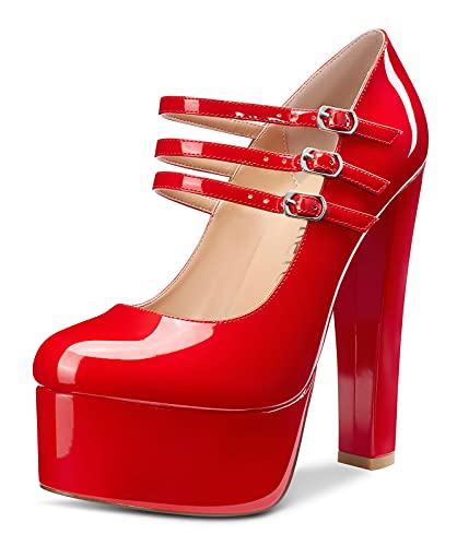 Castamere Womens High Heels Platform Sexy Pumps Strappy Round Toe Pump 15CM Heel Office Dress