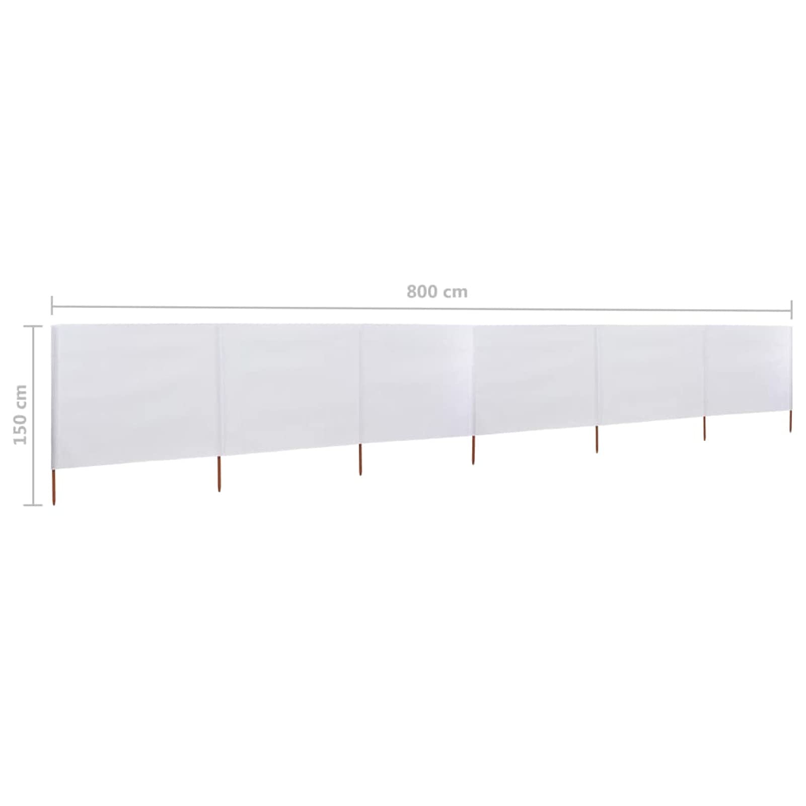 Homgoday Paravento da spiaggia a 6 pannelli, tessuto bianco sabbia, 800 x 120 cm, paravento in spiaggia o in campeggio Paravento spiaggia