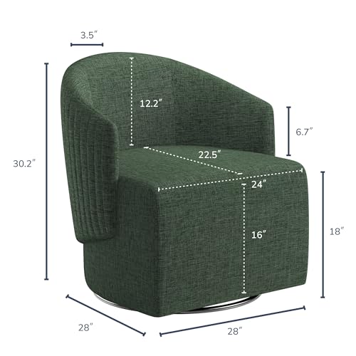 Image of BELLEZE Swivel Accent Chair, Modern Upholstered Swivel Armchair 360 Degree Barrel Chair Comfy Corner Chair for Living Room Bedroom - Malta (Green)