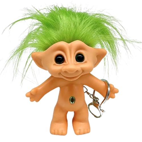 Cartoon Keychain - Durablee Troll Doll Keychain, Cute Cartoon Troll Doll Key-Ring, Crazy Colour Hair Figurine with Detachable Key-Ring | 10cm Crazy Colour Hair Figurine Keyring Suitable for Bag Key