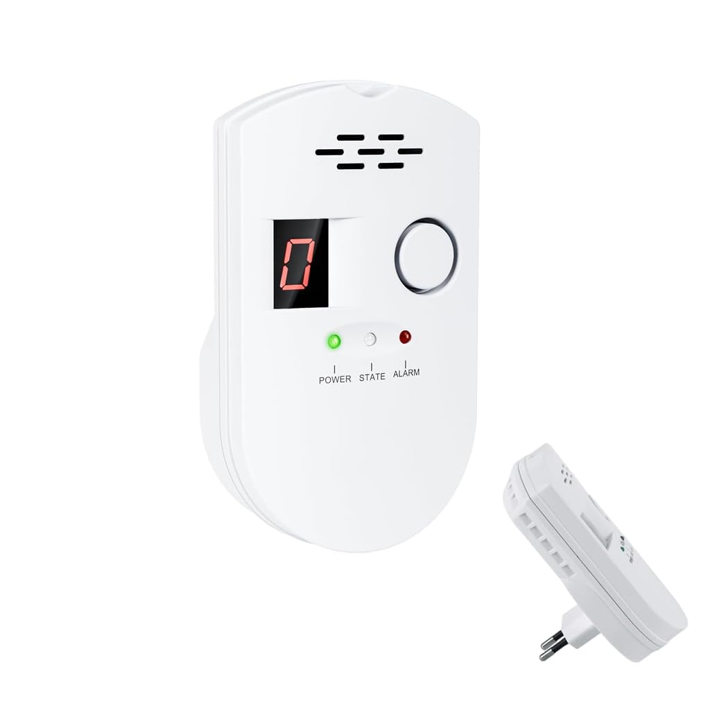 Serplex® Natural Gas Leak Detector Alarm with Clear Digital Display, Plug-in Gas Leak Alarm High Sensitivity Methane & Propane Identification, 85dB Sound & Light Warning, Kitchen & Home Safety Monitor