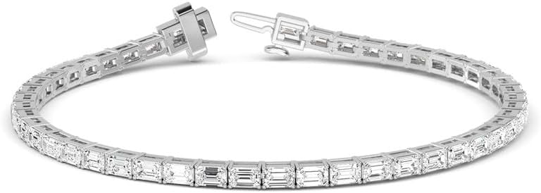 1-20 Carat (ctw) White Gold Emerald Cut LAB GROWN Diamond Bracelets (Color H-I Clarity VS1-VS2)