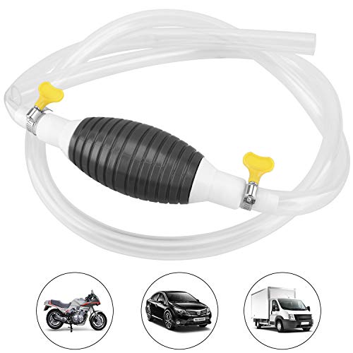 Gasoline Siphon Hose with 2 Clip,Transfer Oil/Water/Fuel Gas Siphon Pump, Widely Use Hand Syphon Pump with 2 Eco-Friendly Clear Hose