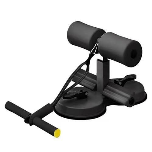 Grey abs master sit up bar,sit ups foot holder with Elastic 2 Suction Cups and Pull Rope Portable Sit Up Assistant Device for Home Workout (black)