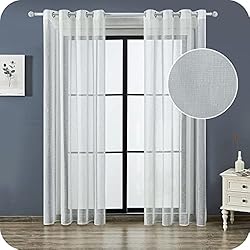 Cortinas De Lino Precio Topfinel Visillo 300 Cortina Dormitorio Translucida Habitacion Salon Visillo Lino Vertical para Ventanas Cocina Sala de Estar con Ojales 2 Piezas 300x260cm Blanco