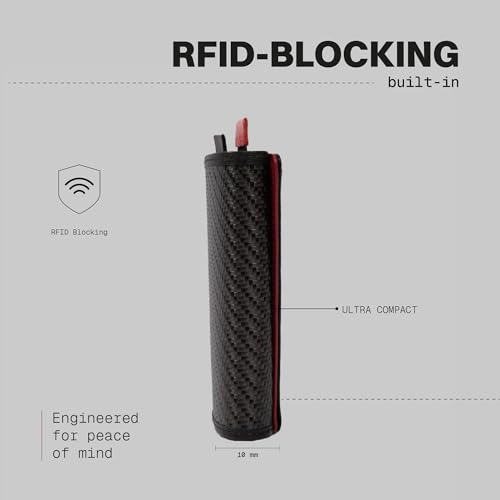 The Frenchie Co. - Speed Wallet - Ultra-Slim Carbon Fiber & Full-Grain Italian Leather - RFID Blocking Front Pocket Wallet with Quick-Access Pull Tab - Holds up to 8 Cards4