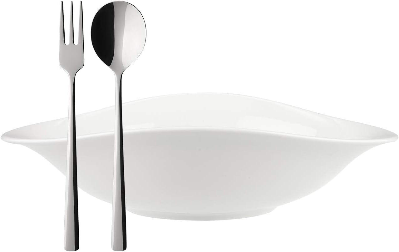Villeroy & Boch – Vapiano, Italian-Set, 12-Teilig, 4X Pastaschalen, 4X Spaghetti-Gabel, 4X Spaghetti-Löffel, Spaghetti Und Nudeln, Premium Porzellan, Edelstahl, Spülmaschinenfest, Mikrowellensicher