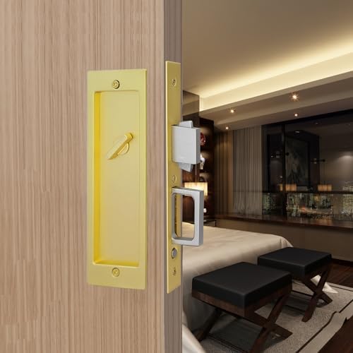 Recessed Door Lock keyless Pocket Door Lock Privacy Handle Slidin...